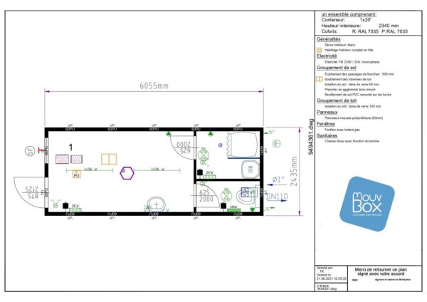 BATIMODULE 20′ Guardaroba (WC-DOCCIA-LAVABO) - Image 2